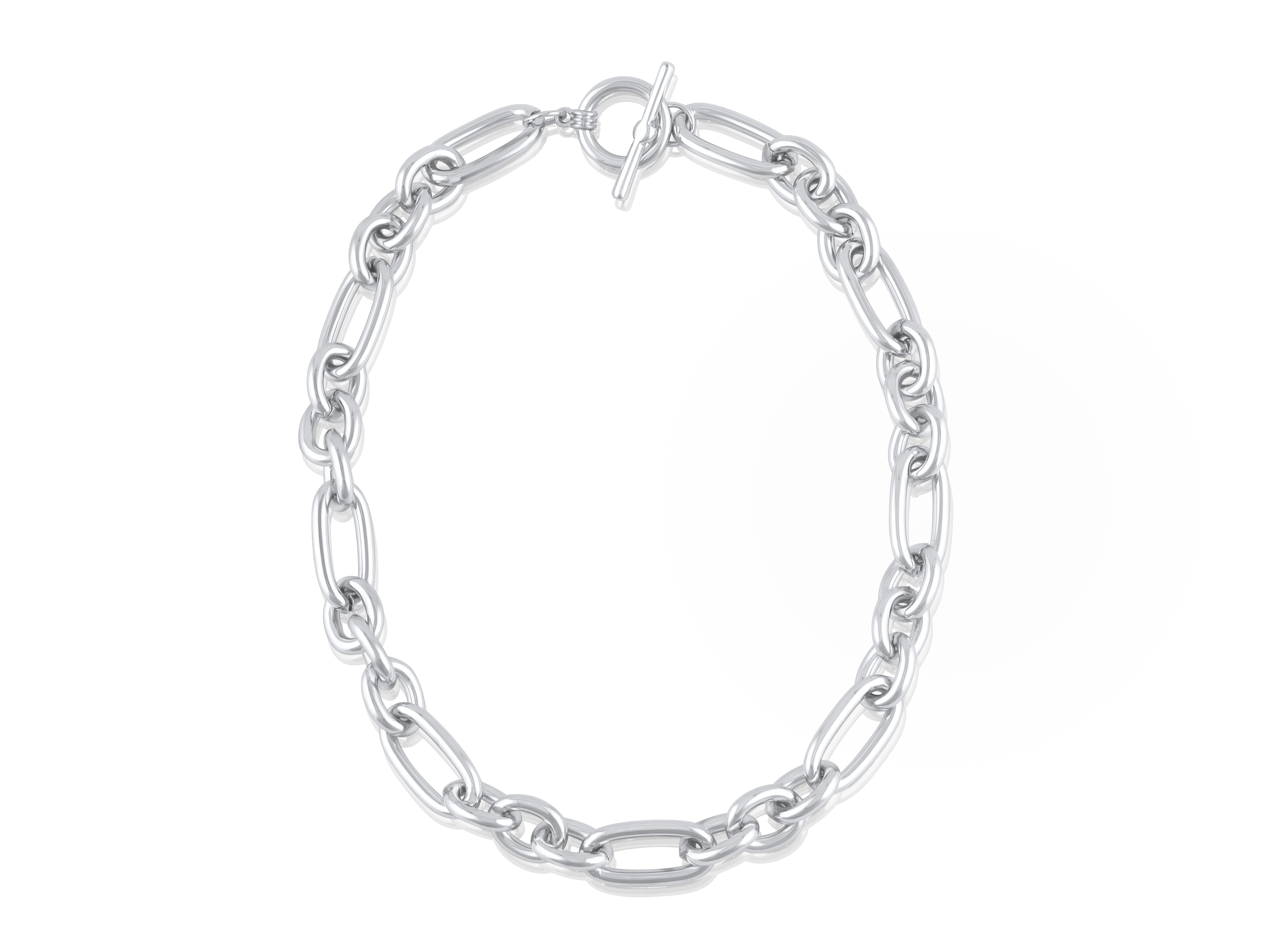 Picture of SILVER MAUDE OVAL LINKS TBAR STATEMENT NECKLACE