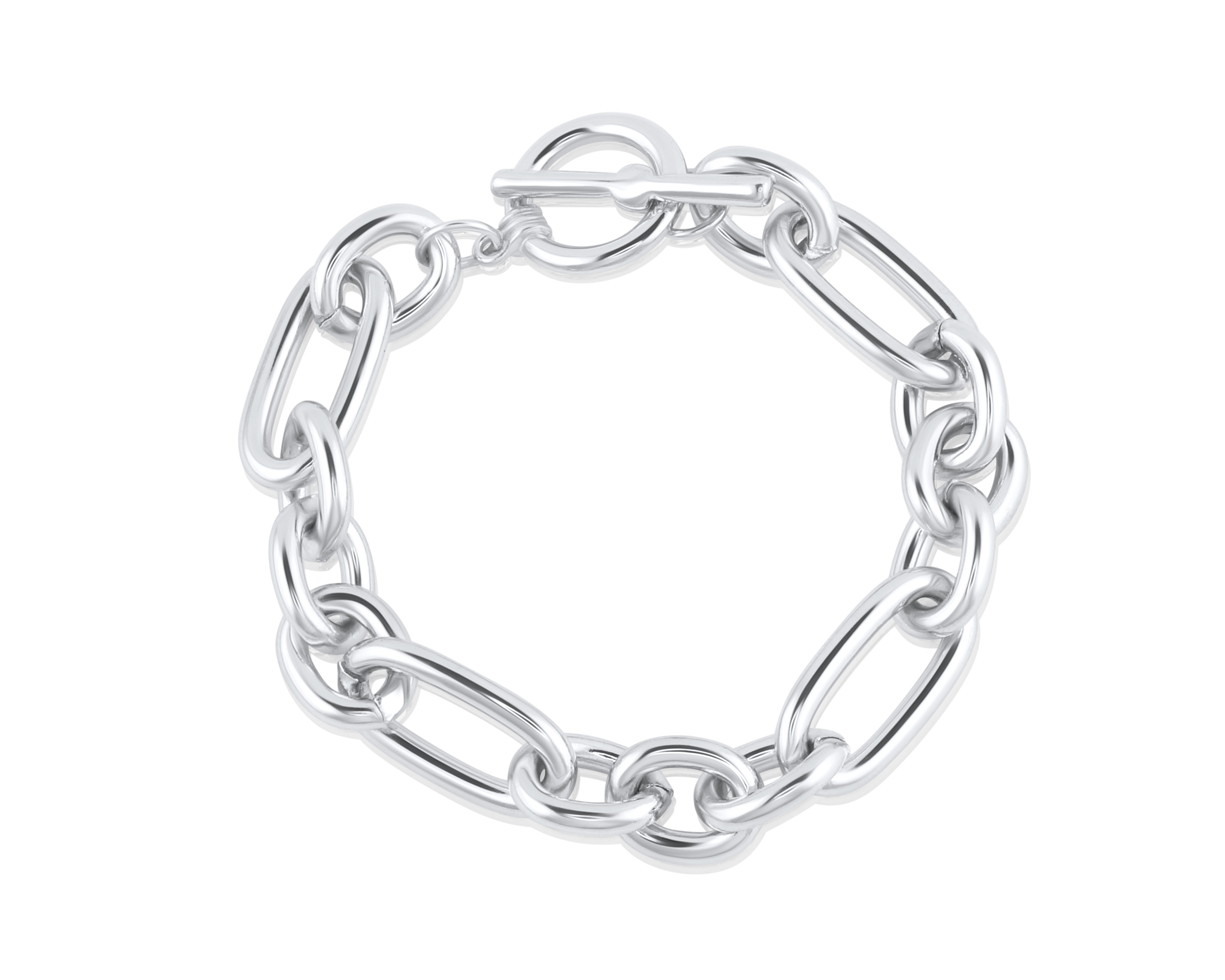 Picture of SILVER MAUDE OVAL LINKS TBAR STATEMENT BRACELET