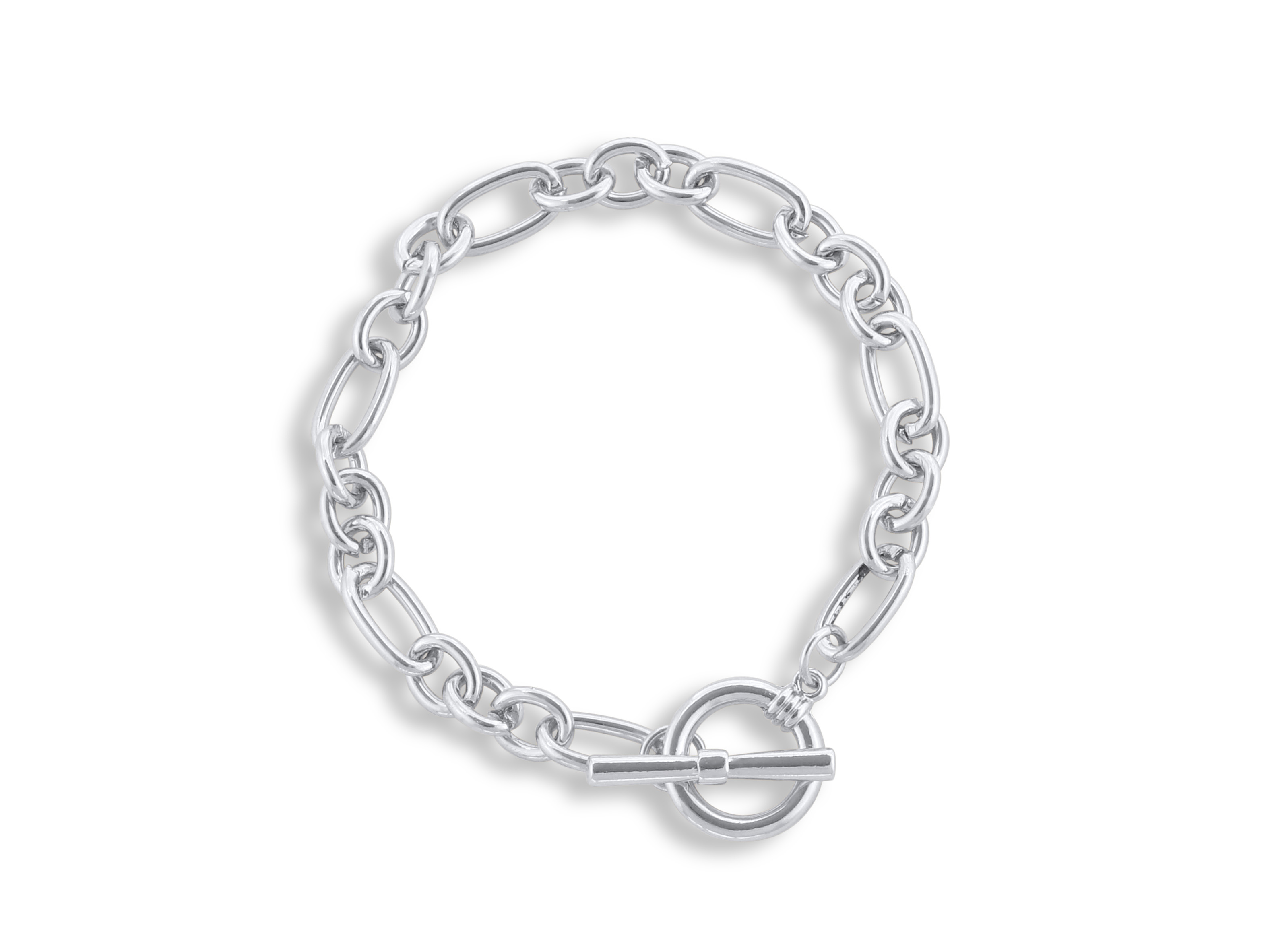 Picture of SILVER  MAUDE CURB CHAIN  TBAR BRACELET