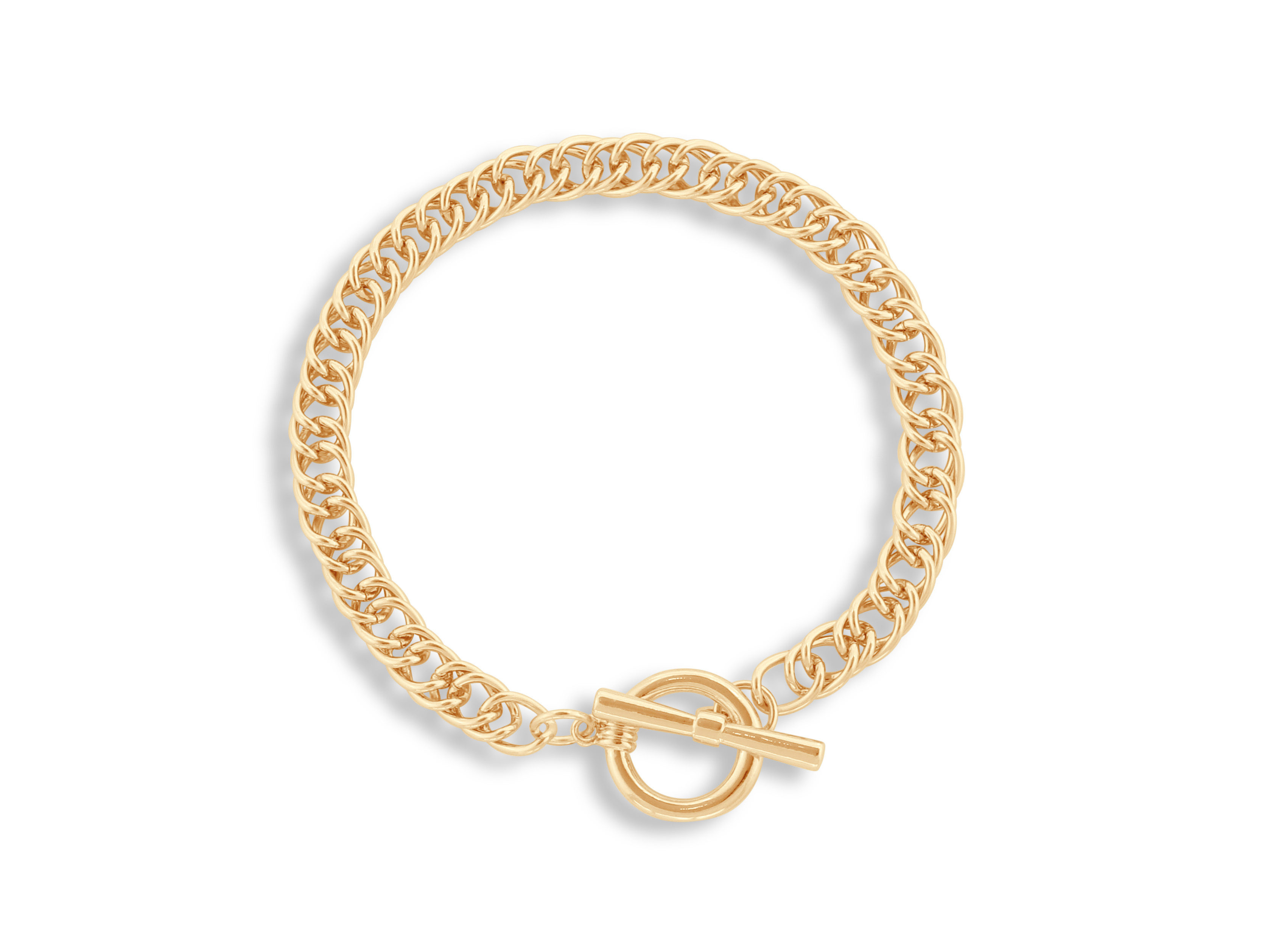 Picture of GOLD MOLLY CURB CHAIN  TBAR BRACELET