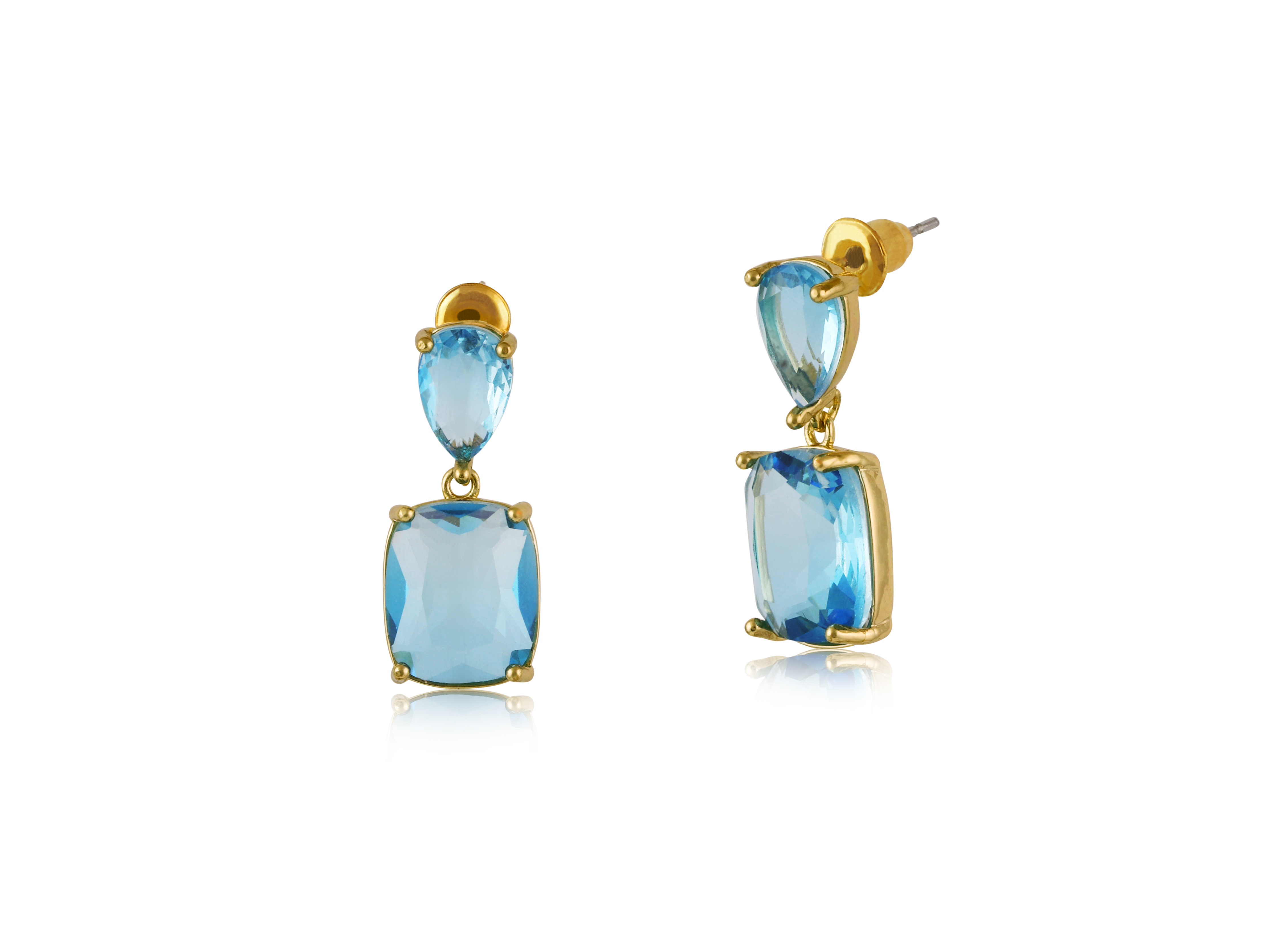 Picture of BLUE  LYDIA ALLURE TWO TONE CRYSTAL DEMI FINE EARR