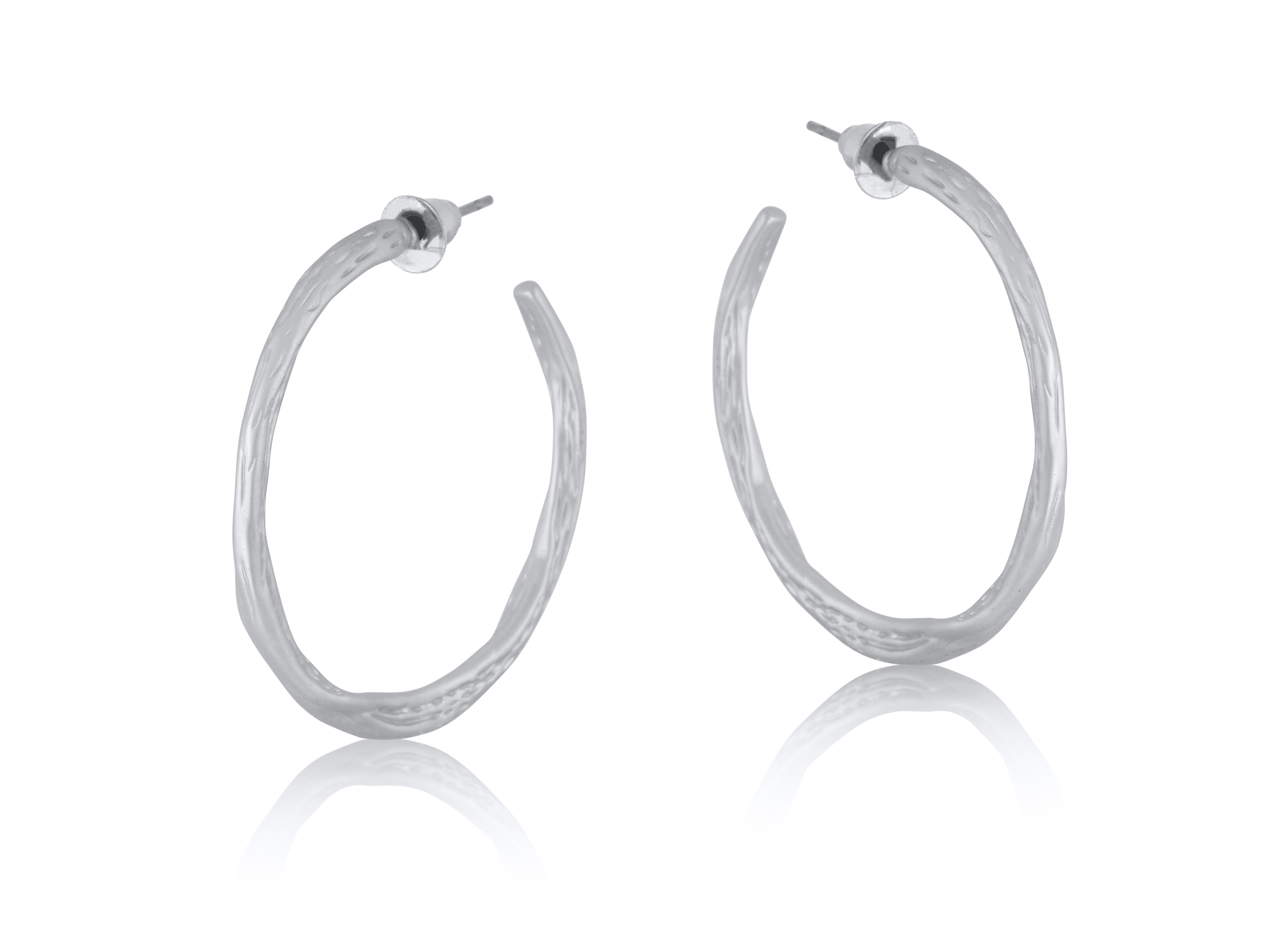 Picture of SILVER VALENTINA BRANCH SHAPED LARGE HOOP EARRINGS