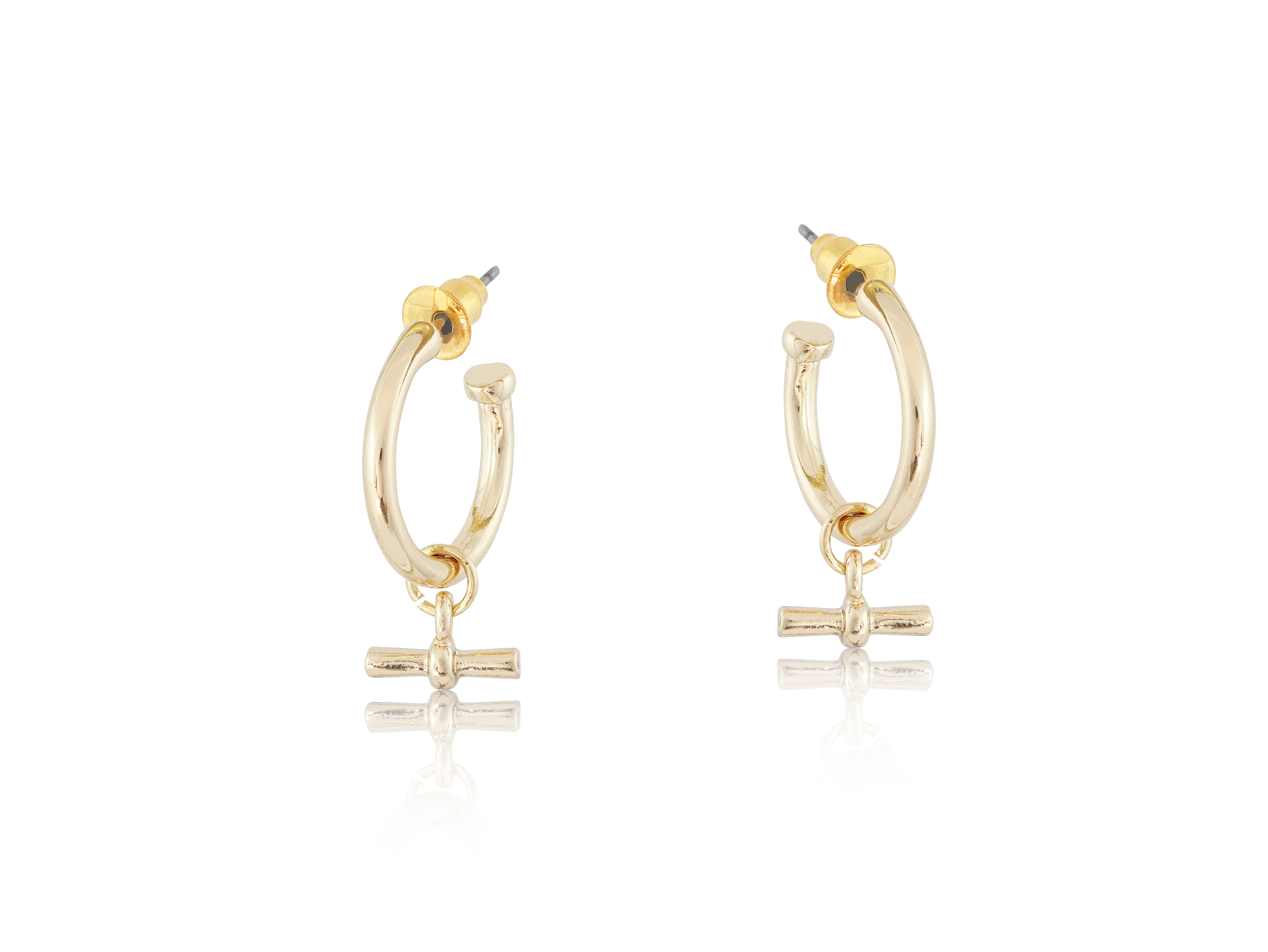 Picture of GOLD OCTAVIA TBAR TINY HOOP EARRINGS
