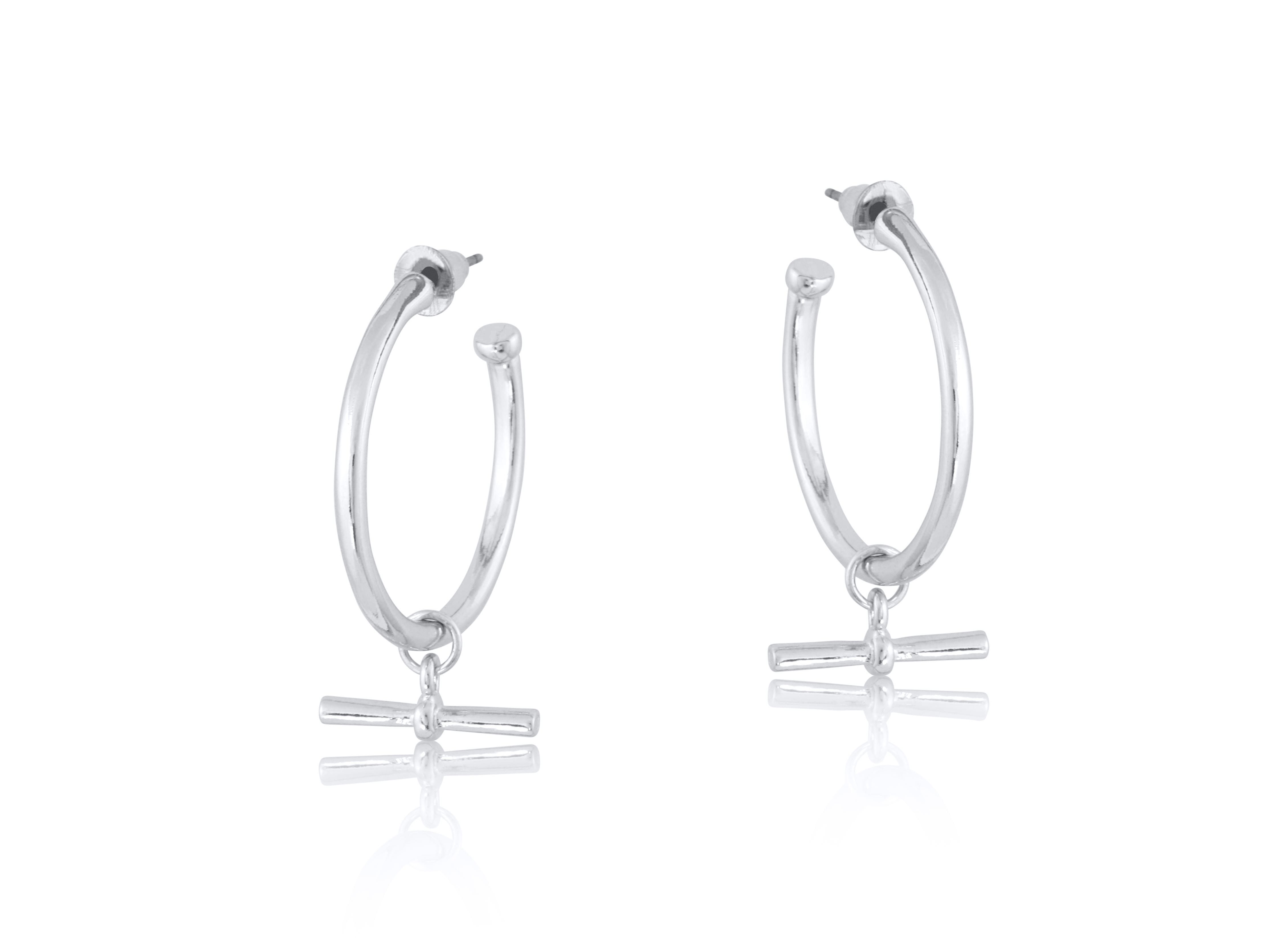 Picture of SILVER OCTAVIA TBAR HOPE EARRINGS