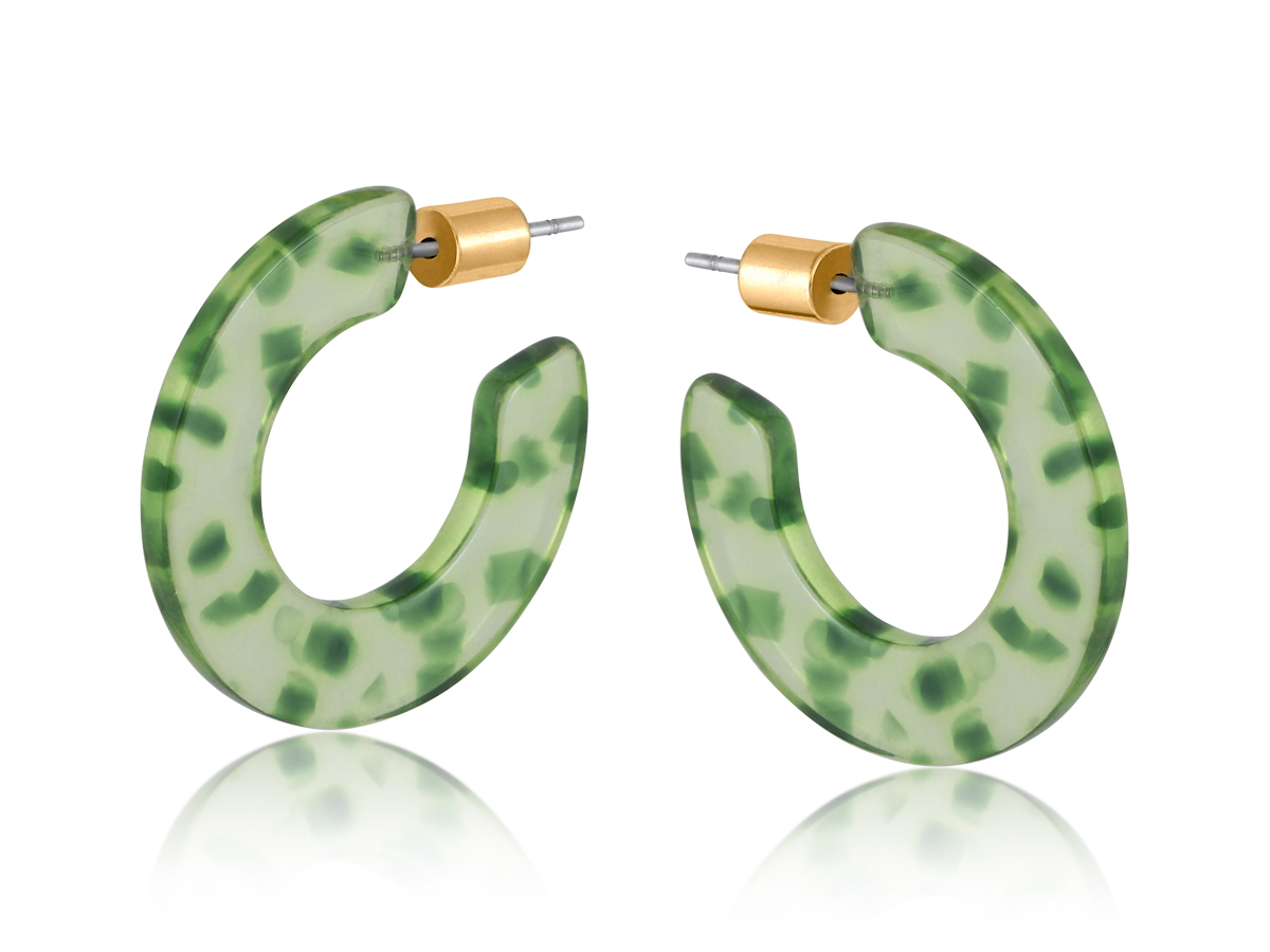 Picture of GREEN  MARSEILLE FLAT RESIN HOOP EARRINGS