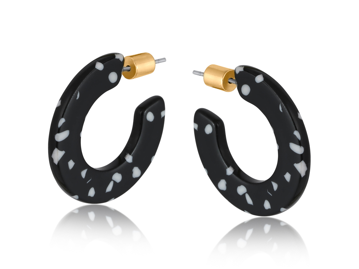 Picture of BLACK  MARSEILLE FLAT RESIN HOOP EARRINGS
