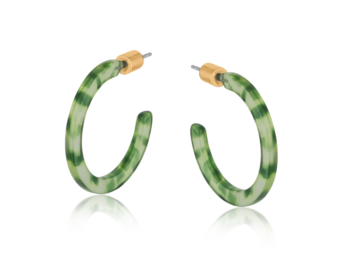Picture of GREEN  MARSEILLE THIN RESIN HOOP EARRINGS