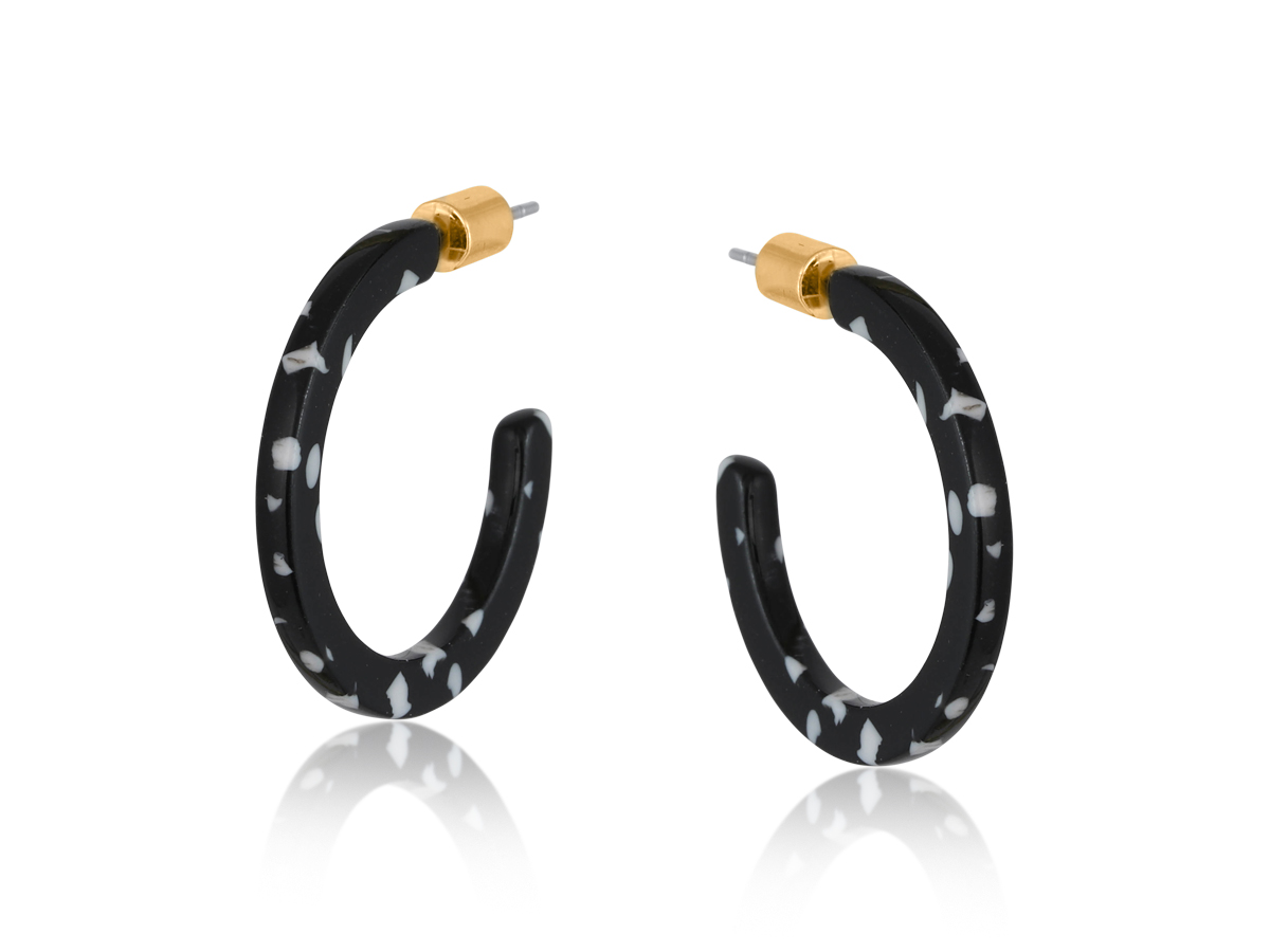 Picture of BLACK  MARSEILLE THIN RESIN HOOP EARRINGS