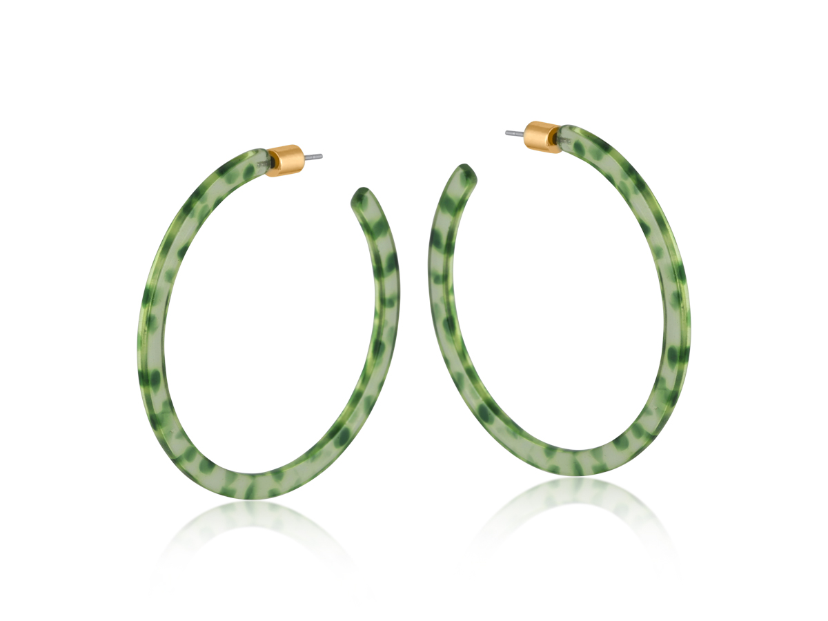 Picture of GREEN  MARSEILLE THIN STATEMENT RESIN HOOP EARRING