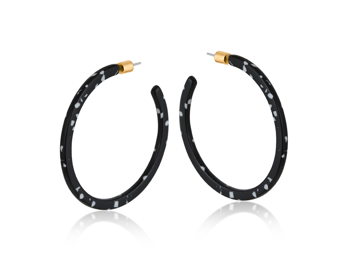 Picture of BLACK  MARSEILLE THIN STATEMENT RESIN HOOP EARRING