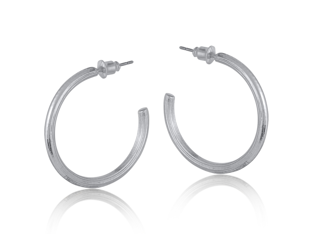 Picture of SILVER ANTHONIA HALO MEDIUM PLATED HOOP EARRINGS