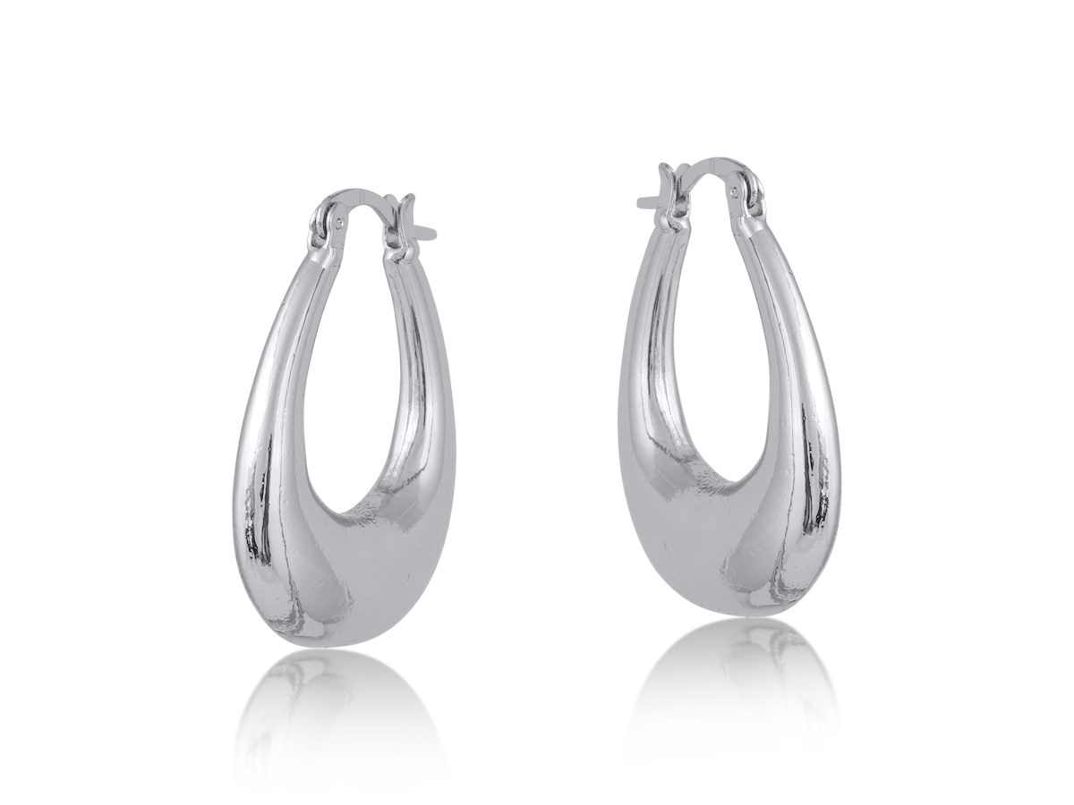 Picture of SILVER ELVIRA ORGANIC SHAPE OVAL EARRINGS