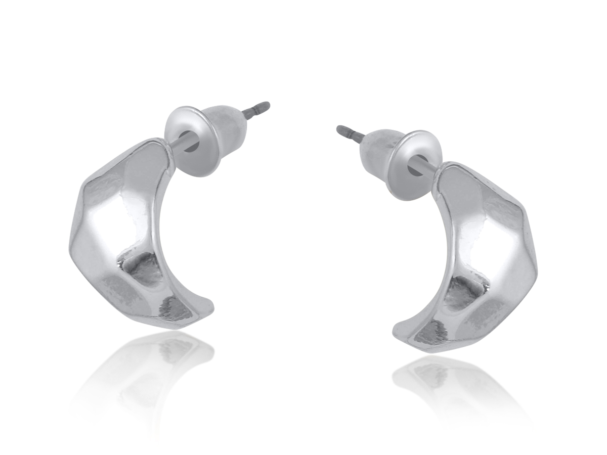 Picture of SILVER NATALIA ORGANIC SHAPE SMALL HOOP EARRINGS