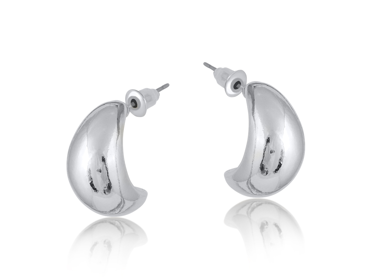 Picture of SILVER ROSE ORGANIC SHAPE PETAL EARRINGS