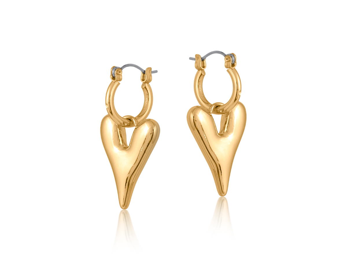 Picture of GOLD DARIA PUFF HEART HOOP EARRINGS