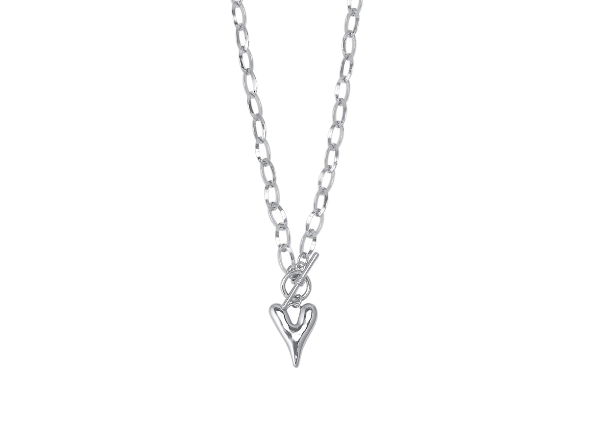 Picture of SILVER DARIA PUFF HEART CHAIN NECKLACE