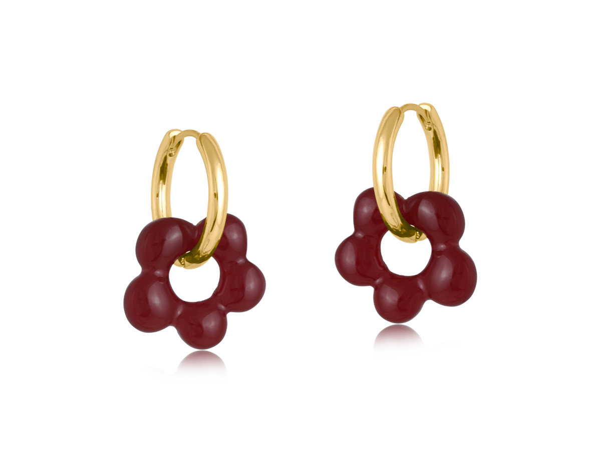 Picture of AUBERGINE GOLD REBECCA BEADED HUGGIE HOOP EARRINGS