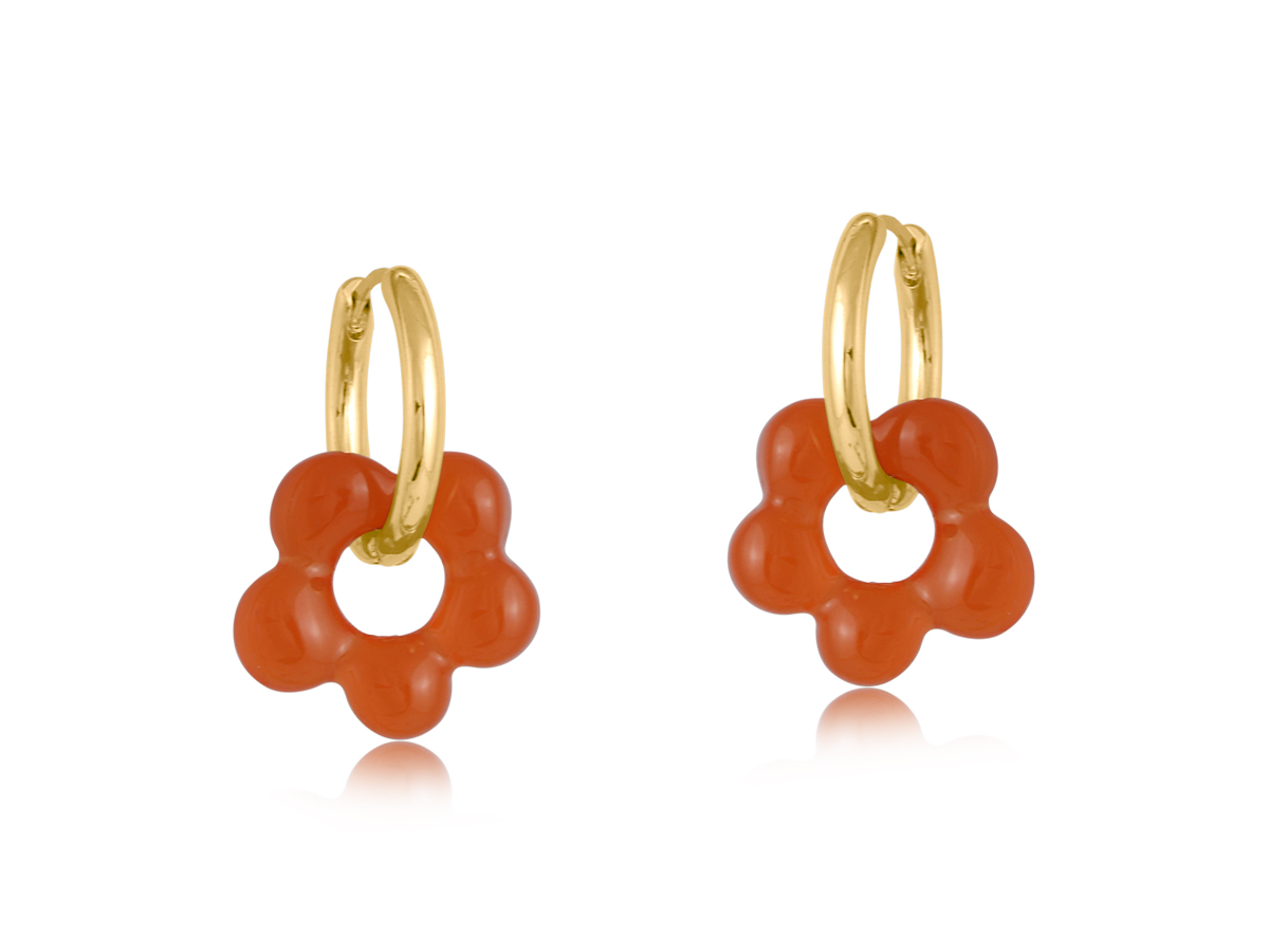 Picture of ORANGE ELSA BEADED BEADED HUGGIE HOOP EARRINGS