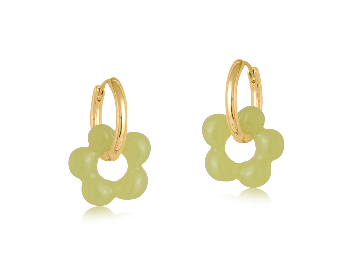 Picture of YELLOW OLYMPIA BEADED HUGGIE HOOP EARRINGS