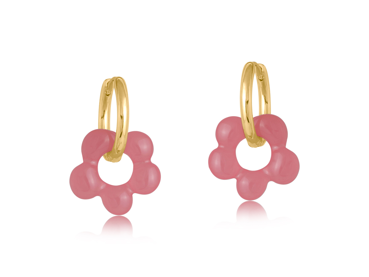 Picture of PINK OLYMPIA BEADED HUGGIE HOOP EARRINGS