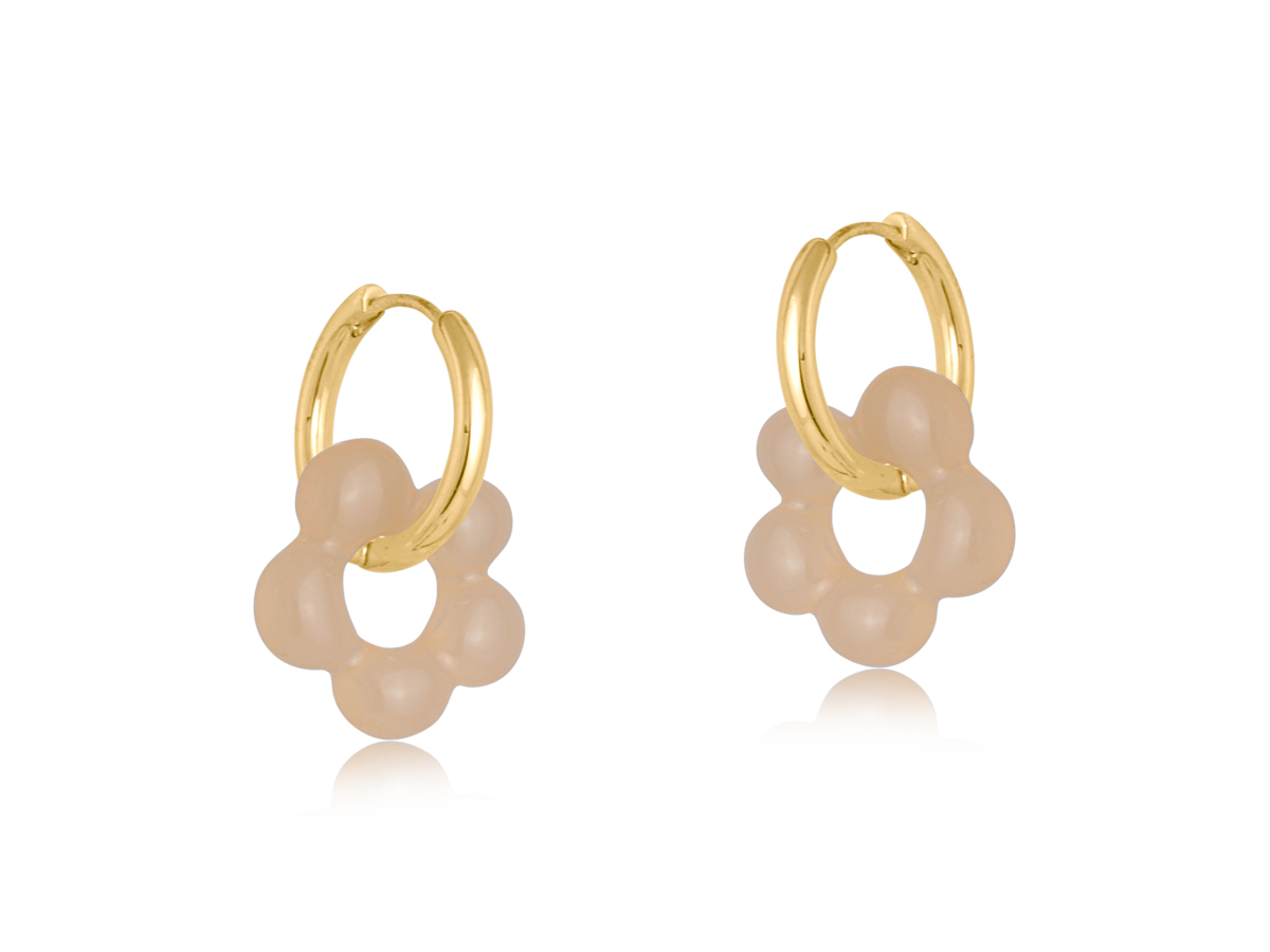 Picture of PEACH CIRCE BEADED HUGGIE HOOP EARRINGS