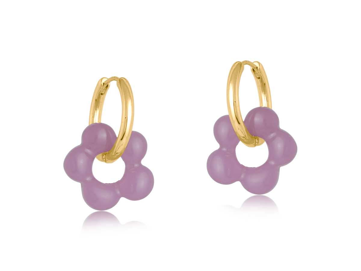 Picture of LILAC CIRCE BEADED HUGGIE HOOP EARRINGS