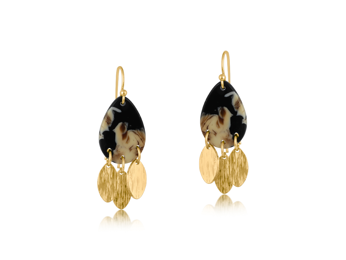 Picture of BEIGE/BROWN/BLACK SOPHIA METAL AND RESIN DANGLE EA
