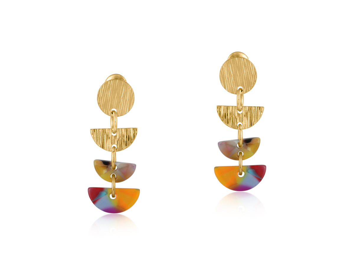 Picture of RED/ORANGE/LILAC SOPHIA GEOMETRIC METAL AND RESIN