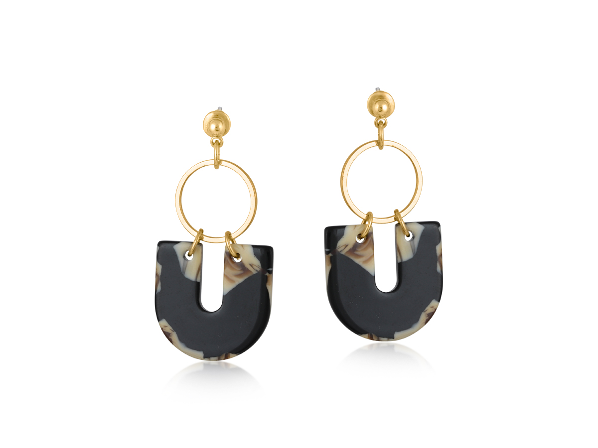 Picture of BEIGE/BROWN/BLACK SOPHIA GEO METAL AND RESIN DANGL