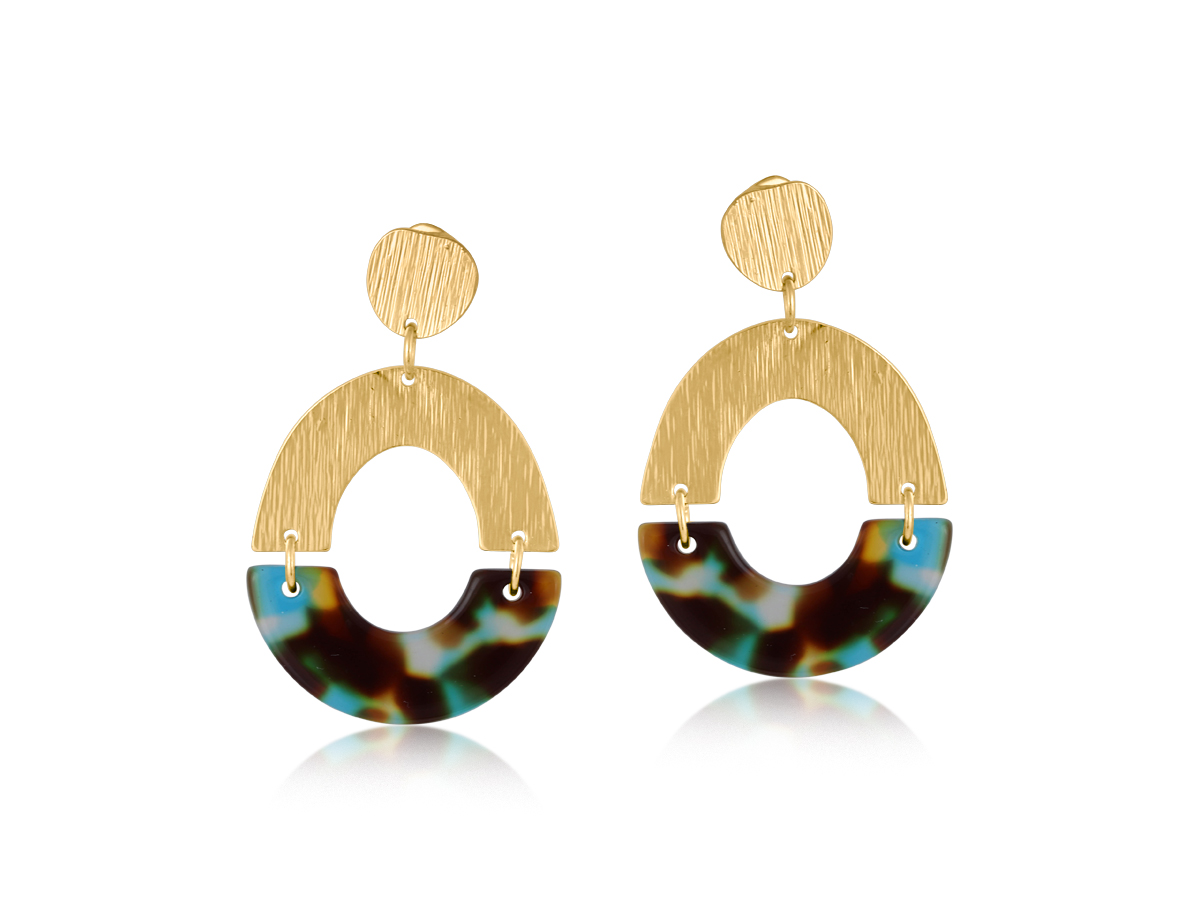 Picture of BLUE/YELLOW/BROWN SOPHIA HALF DISC METAL AND RESIN