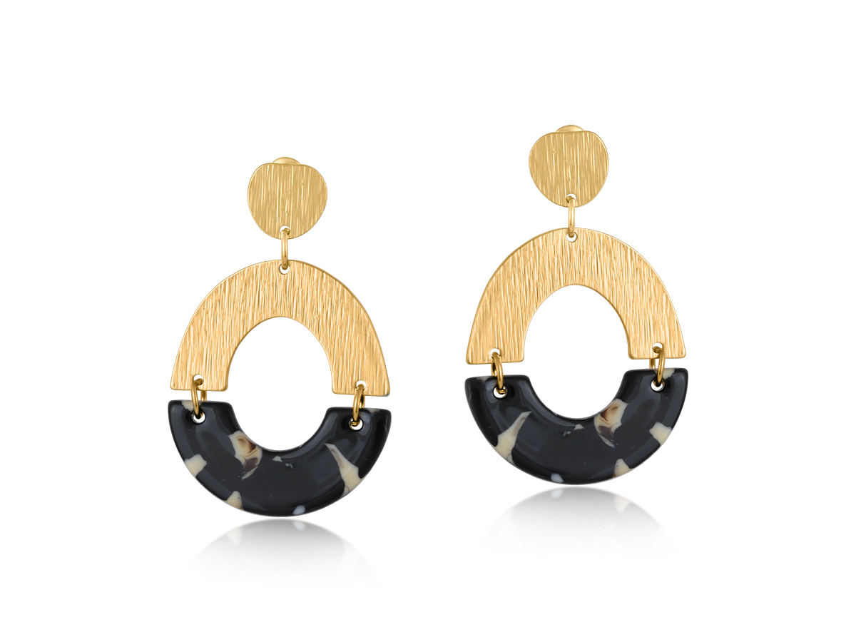 Picture of BEIGE/BROWN/BLACK SOPHIA HALF DISC METAL AND RESIN