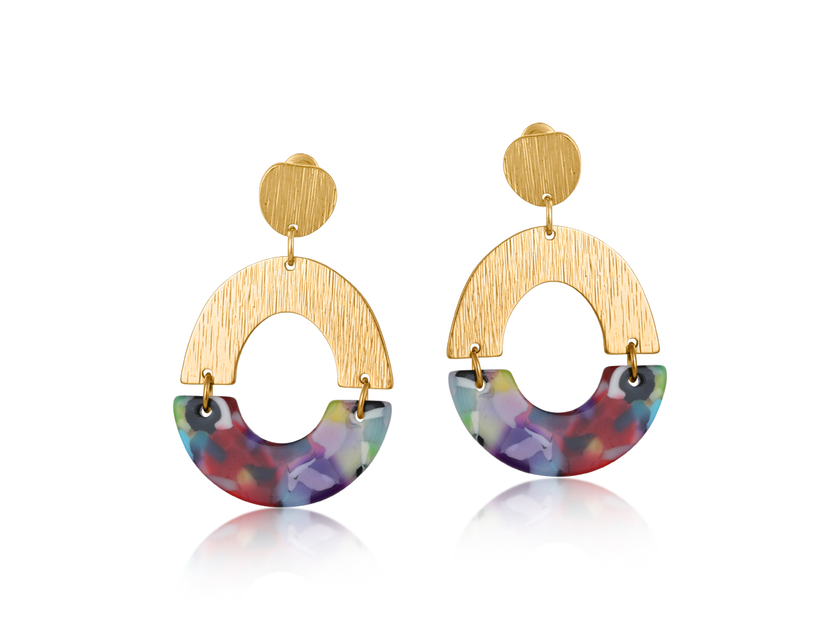 Picture of RED/ORANGE/LILAC SOPHIA HALF DISC METAL AND RESIN