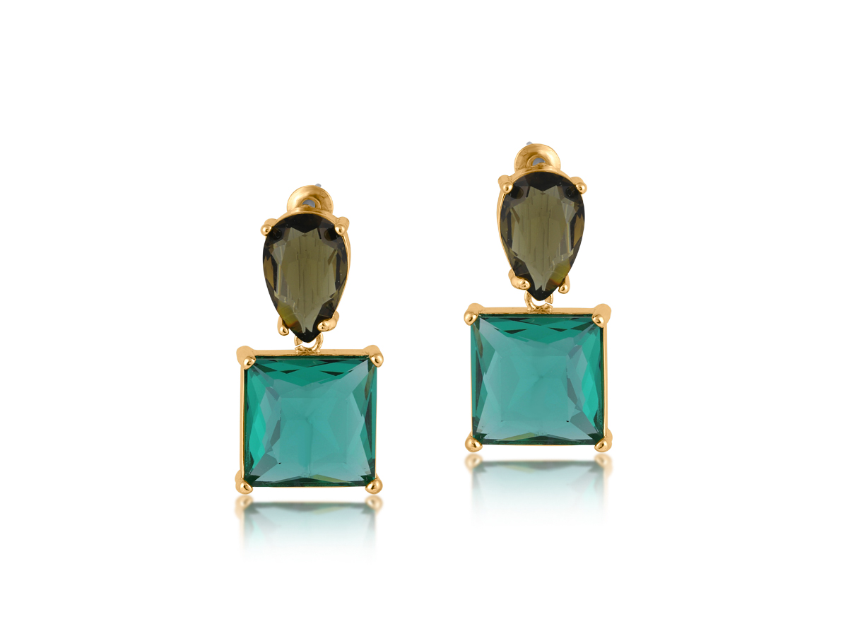 Picture of BROWN GREEN VALENTINA DEMI FINE GLASS DROP EARRING