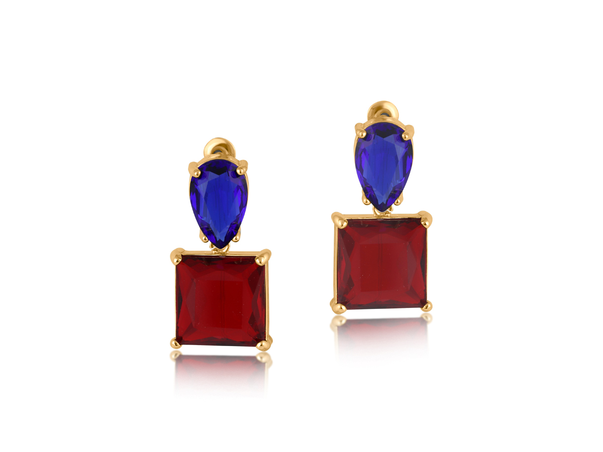 Picture of NAVY RED VALENTINA DEMI FINE GLASS DROP EARRINGS