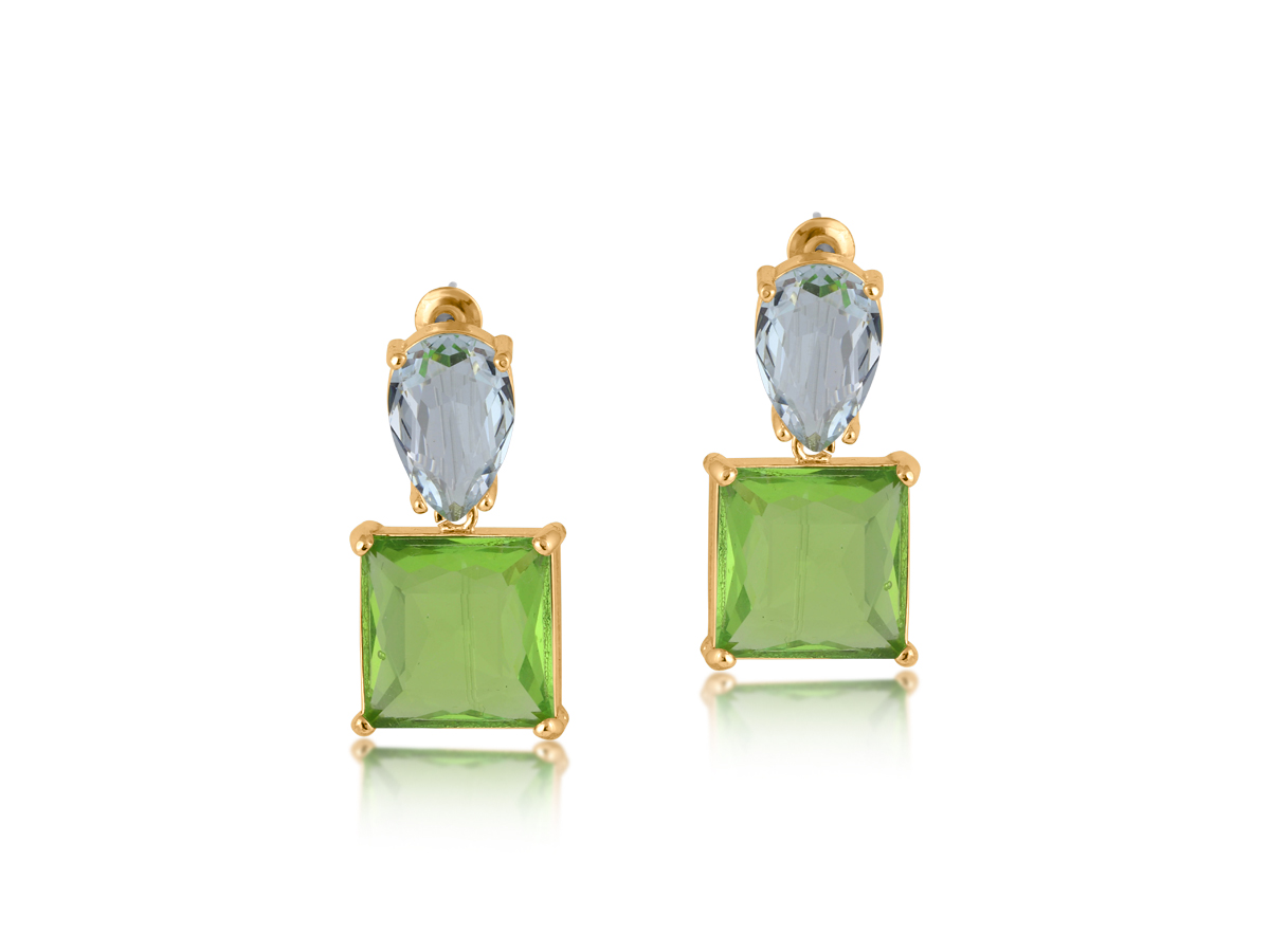 Picture of LILAC GREEN VALENTINA DEMI FINE GLASS DROP EARRING