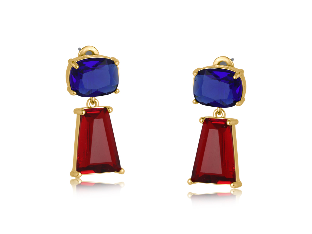 Picture of NAVY RED VALENTINA DEMI FINE GLASS DROP TINY EARRI