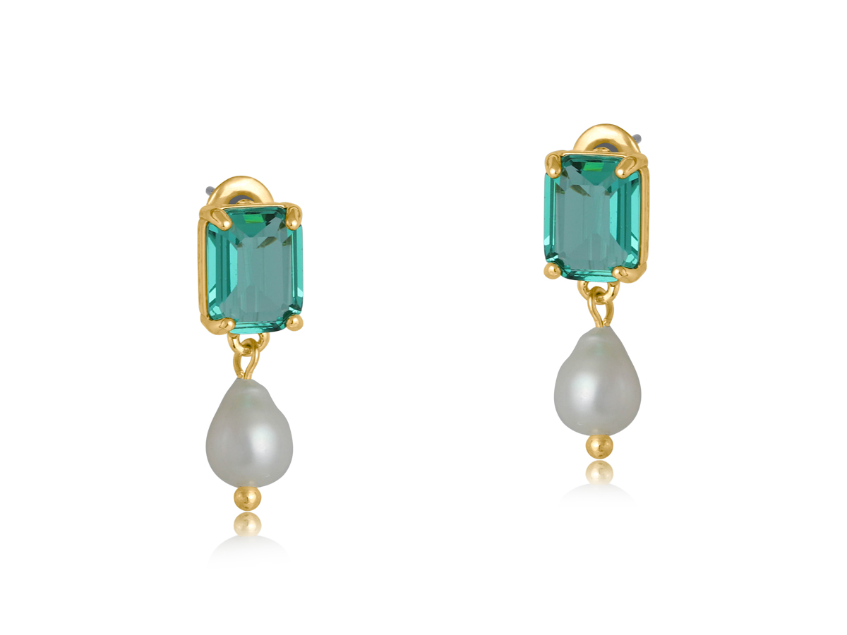 Picture of GREEN VALENTINA DEMI FINE GLASS PEARL EARRINGS