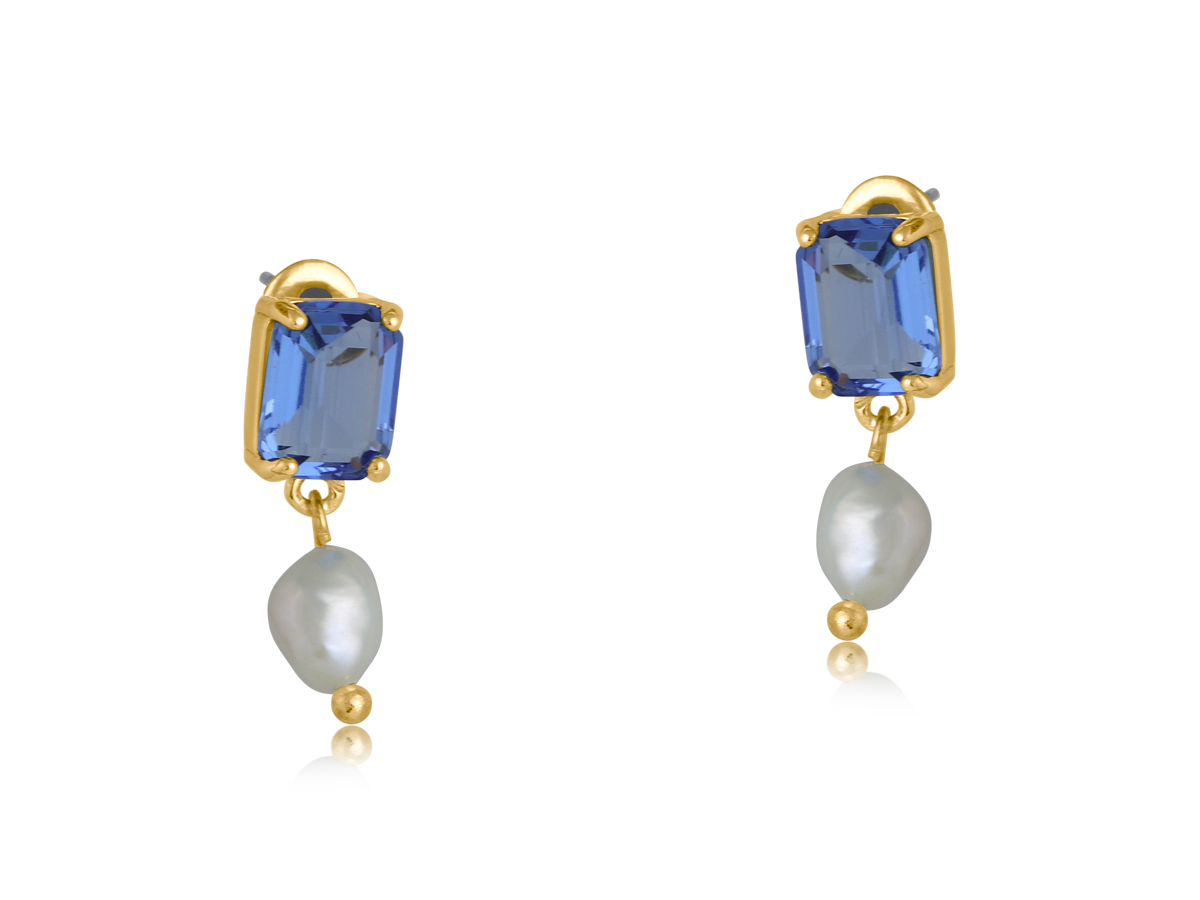 Picture of BLUE VALENTINA DEMI FINE GLASS PEARL EARRINGS
