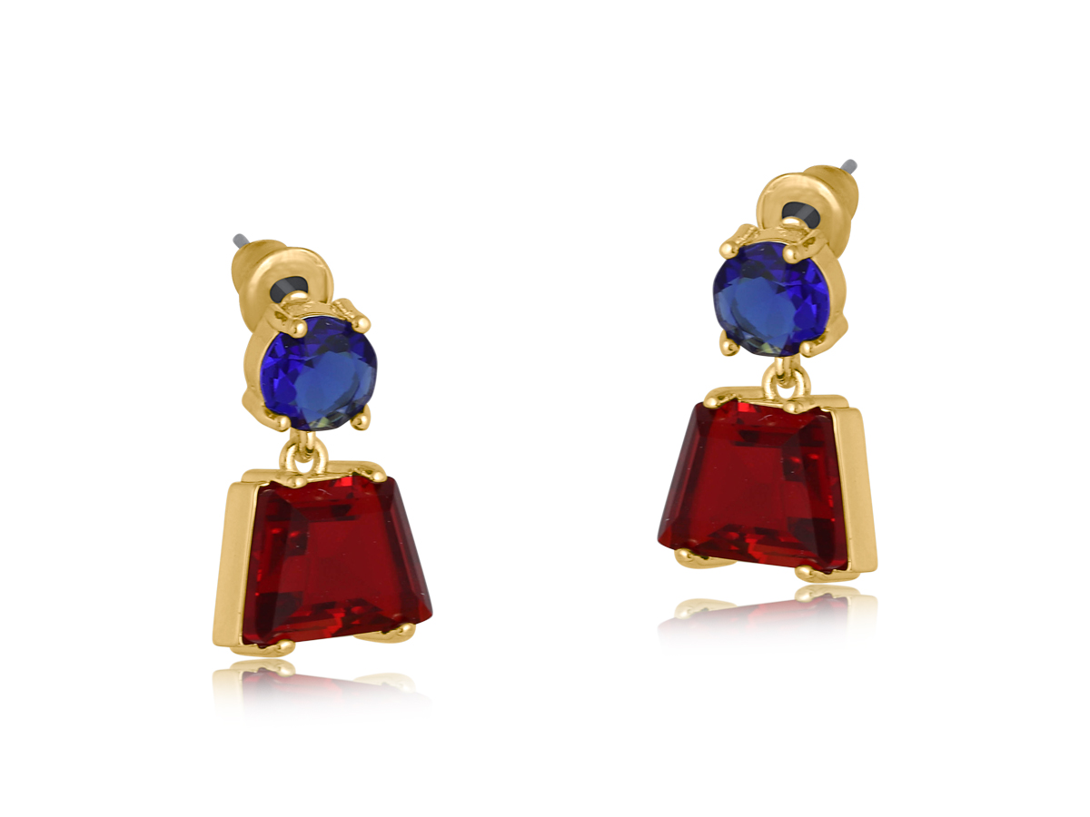 Picture of NAVY RED VALENTINA DEMI FINE TINY GLASS DROP EARRI