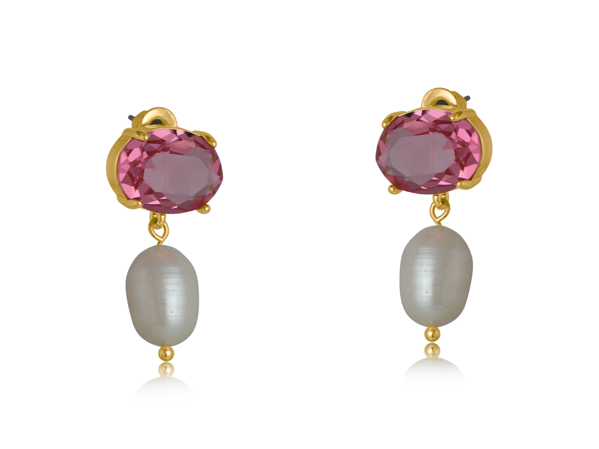 Picture of PINK  VALENTINA DEMI FINE GLASS OVAL STONE AND PEA