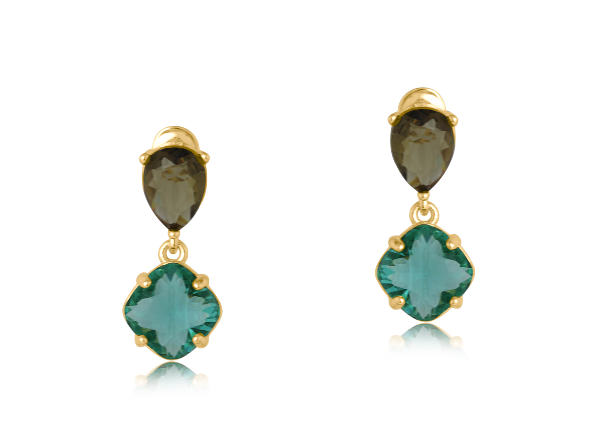 Picture of BROWN GREEN VALENTINA DEMI FINE GLASS EARRINGS