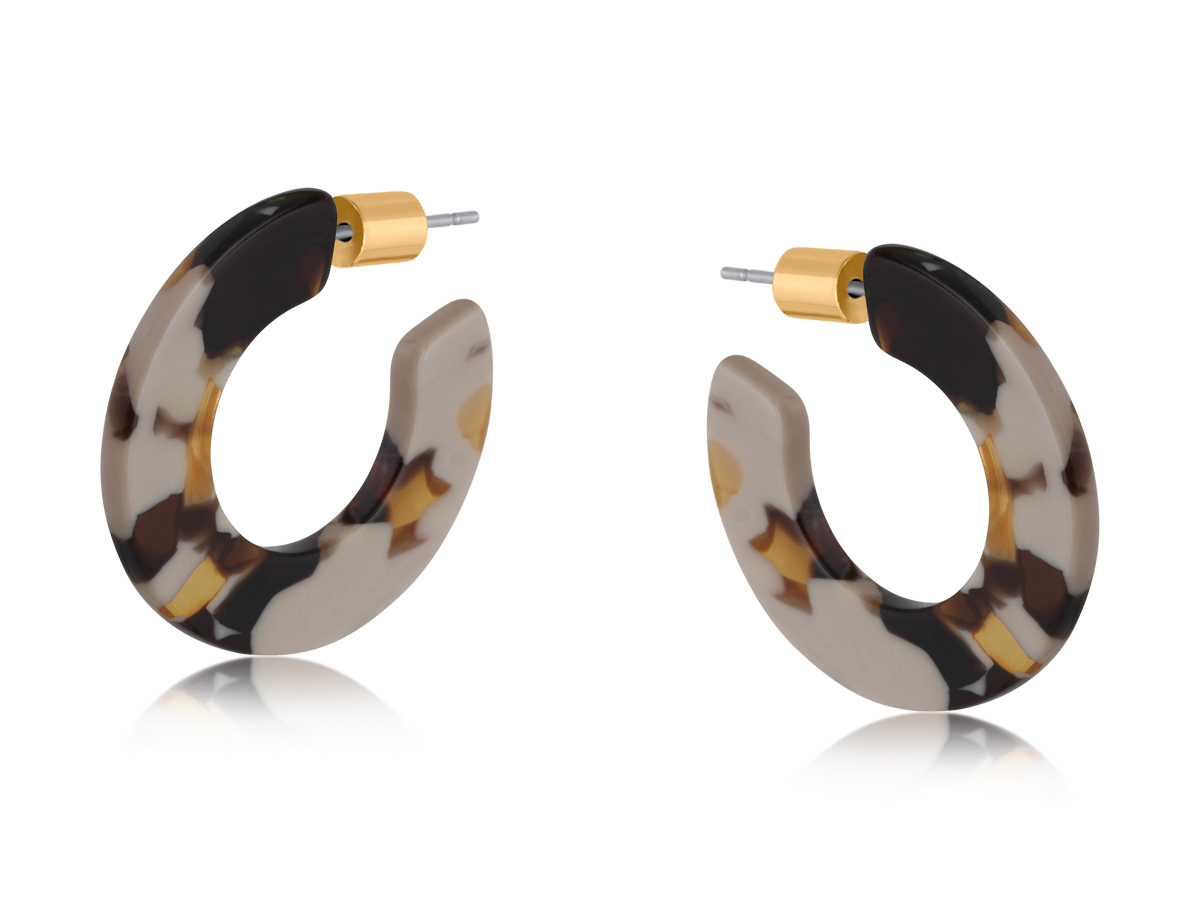 Picture of CAPPUCCINO BROWN KATHRYN FLAT OVAL RESIN HOOP EARR