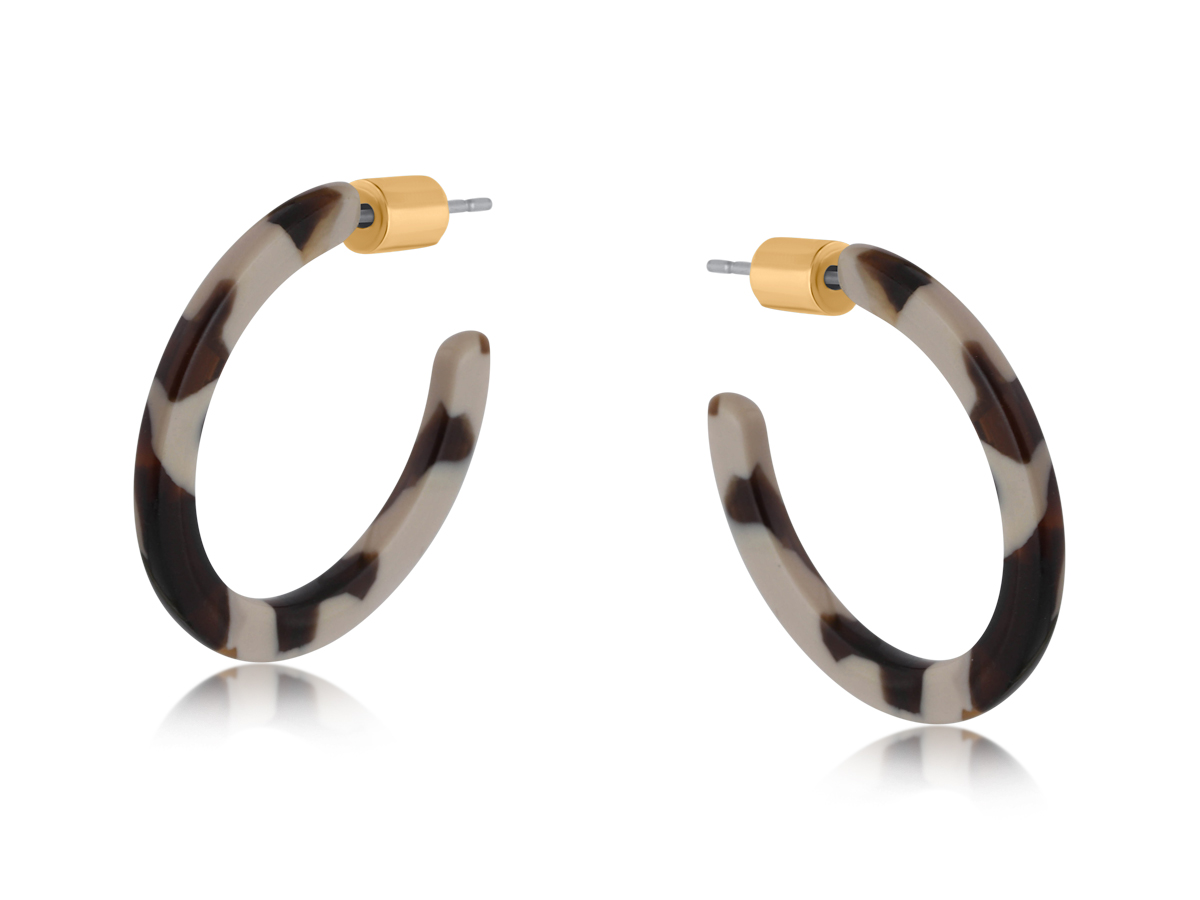 Picture of CAPPUCCINO BROWN KATHRYN THIN RESIN HOOP EARRINGS