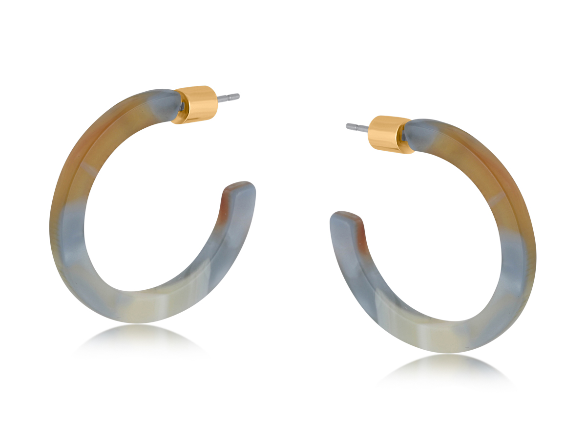 Picture of GREY BROWN KATHRYN THIN RESIN HOOP EARRINGS
