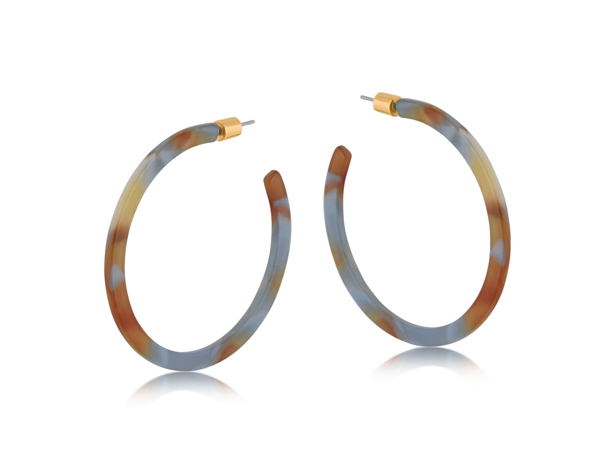 Picture of GREY BROWN KATHRYN RESIN STATEMENT HOOP EARRINGS