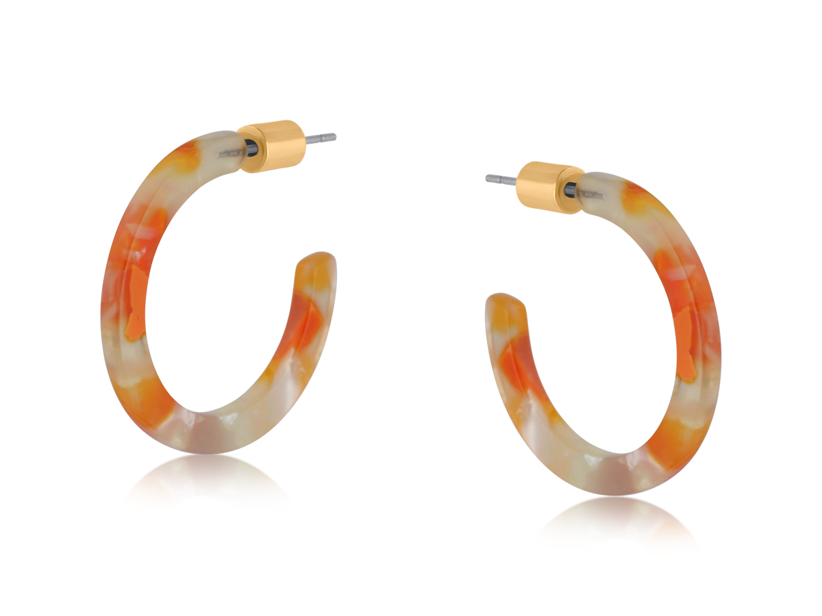 Picture of ORANGE EMMA THIN RESIN HOOP EARRINGS