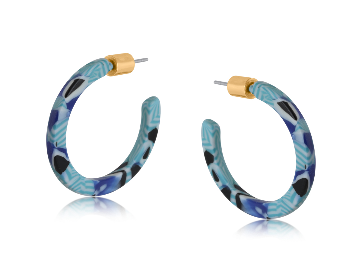 Picture of BLUE EMMA THIN RESIN HOOP EARRINGS