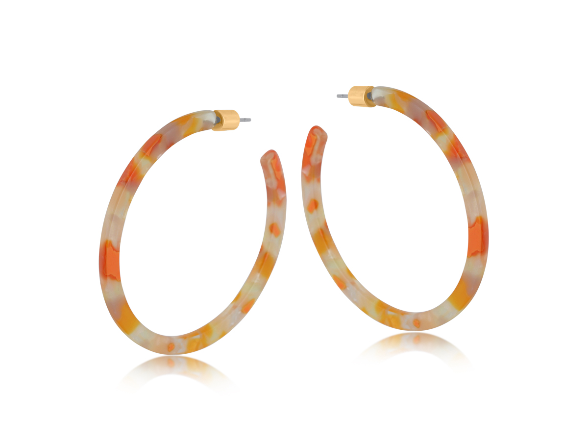 Picture of ORANGE EMMA RESIN STATEMENT HOOP EARRINGS