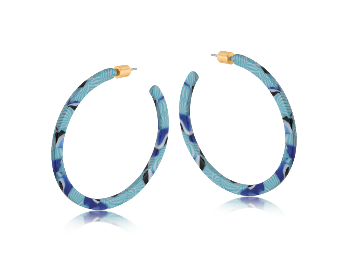 Picture of BLUE EMMA RESIN STATEMENT HOOP EARRINGS