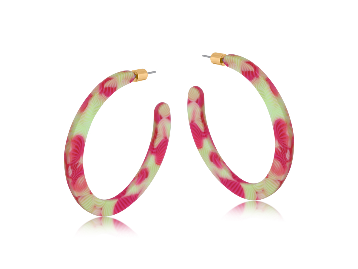 Picture of YELLOW PINK  EMMA RESIN STATEMENT CUT OUT HOOP EAR